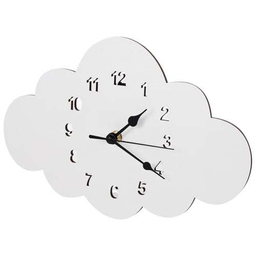 HOMSFOU Wanduhr Zum Aufhängen Wanduhr Dekoration Schlafzimmer Uhr Wolkenförmiges Wanduhrdekor Bequeme Wanduhren Cartoon-Wolken-wanduhr Heimuhr Dekor Empfindlich Hölzern Wolkenuhr Weiß Büro von HOMSFOU