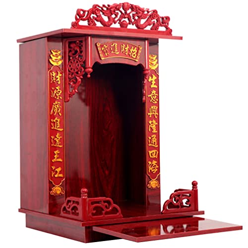 HOMSFOU Wandhalterung Für Schrein Altar Pooja Mandir Buddha-Tempel Aus Buddha-Altar-Regal Butsudaner Altarschrank Buddhistischer Altar Buddhistische Altarzubehör Holz Buddha-Statue Indien von HOMSFOU