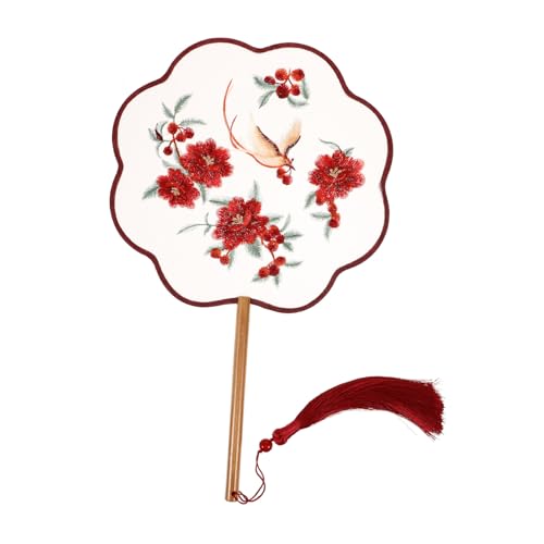 HOMSFOU Chinesischer Runder Stickfächer Doppelseitiger Halbtransparenter Klassischer Fächer mit Dekoration oder HOMSFOU Chinesischer Runder Stickfächer Doppelseitiger Halbtransparenter Klassischer Fächer mit Dekoration oder von HOMSFOU