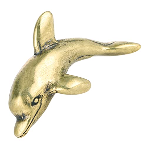 HOMSFOU Delfin Figur Messing Tier Figur Skulptur Meer Ozean Marine Tierstatue Ozean Home Dekoration für Schlafzimmer Wohnzimmer Tischplatte Korridor Golden von HOMSFOU