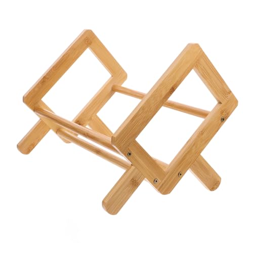 HOMSFOU Desktop-Aktenregal Buchstand für Schreibtisch Buchhalter Stand Desktop-Regale Buchhalter für Schreibtisch Gestell Buchregal für Büro Schreibtischbuchständer Buch steht Bambus Khaki von HOMSFOU