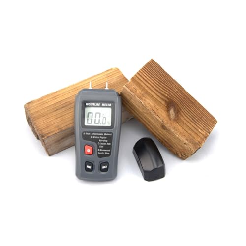 HOMSFOU Digitaler Pin feuchtigkeitsmesser Holzfeuchte Tester Ergonomisch Leicht Tragbar für Kaminholz Bauholz Teppiche mit Lcd display und Datenhaltefunktion Ohne Batterie von HOMSFOU