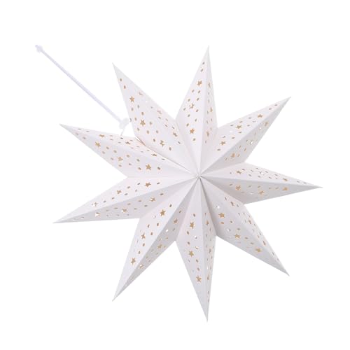 HOMSFOU Eck Origami Papierstern Hängelampe Weiß mit Led-lichterkette Weihnachtsstern Laterne Papier Laternenlampenschirm Innenbeleuchtung für Festliche Deko Hochzeit Geburtstag Party HOMSFOU Eck Origami Papierstern Hängelampe Weiß mit Led-lichterkette Weihnachtsstern Laterne Papier Laternenlampenschirm Innenbeleuchtung für Festliche Deko Hochzeit Geburtstag Party von HOMSFOU