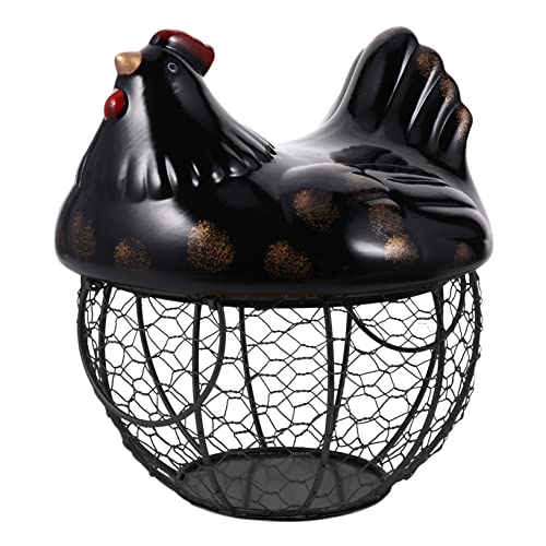 HOMSFOU Eierplatte Ostern 1Pc Praktischer Tablett Drahthalter Schüssel Gemüsehuhn Mit Mehrzweck-Servierplatte Rundes Stabiles Design Geformtes Eier Arbeitsplatte Im Freien Goldener Eierkorb Hùhner von HOMSFOU