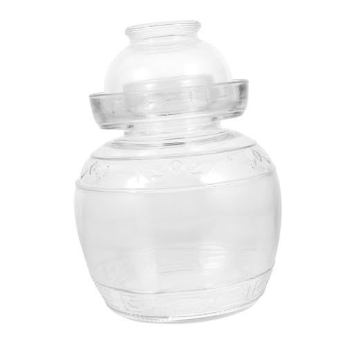 HOMSFOU Kimchi-Glas Einmachglas Kimchi-Behälter Terrarium-Nebelgerät Gemüsebehälter Versiegelte Glasflaschen Wasserverschluss Gärtopf Glasgefäß Mit Dichtung Traditionelles Gärgefäß Gärglas von HOMSFOU
