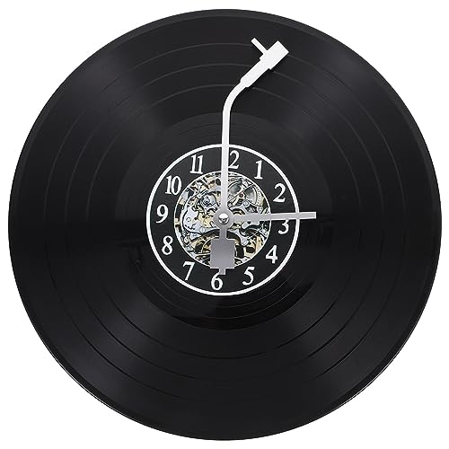 HOMSFOU Einzigartige Musikuhr Vinyl-Schallplatten-Wanddekoration Coole Hängeuhr Runde Schallplattenuhr Dekoratives Bar-Geschenk Raumdekoration Aus Kunststoff Für Musikfans Und Musiker von HOMSFOU