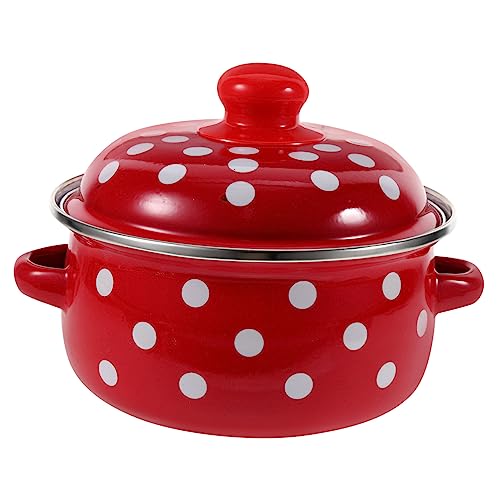 HOMSFOU Emaillierter Doppelohr-suppentopf Email Topf Mit Deckel Keramikkochgeschirrtopf Email- - Pot Emailtöpfe Zum Kochen Suppe Pasta Pot. Kochtopf Emaille Container Baby Klein von HOMSFOU