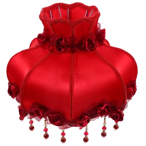 HOMSFOU Europäischer Retro Lampenschirm aus Stoff mit Spitzenbesatz und Perlen Dekorativer Lampenschirm für Stehlampe Warmes Licht Geeignet für Wohnzimmer Schlafzimmer Flur und Hotel von HOMSFOU