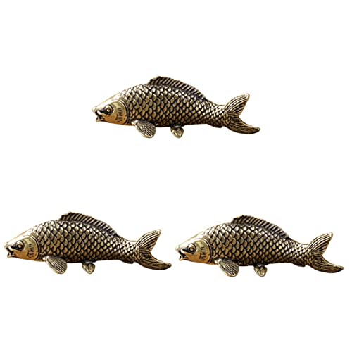 HOMSFOU Fisch Deko Mit Statue Tierstatue 3 Stücke Realistisch Tee Schatz Shui Kreative Goldene Karpfen Glücklich Mit Modell Figuren Desktop Statuen Dekorationen Bronze Büro von HOMSFOU