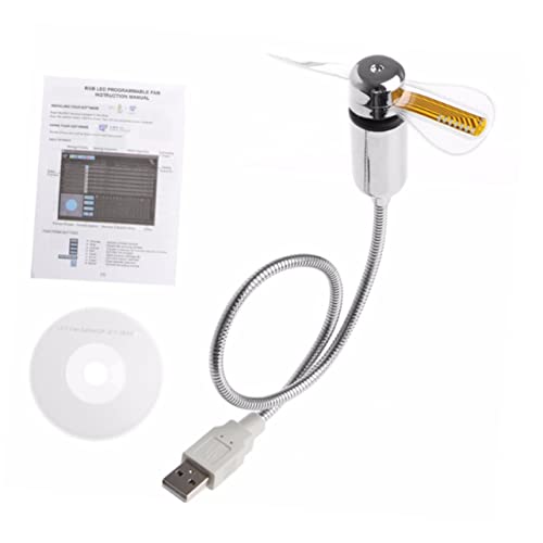 HOMSFOU Flexibler Mini USB Lüfter mit Roter LED Anzeige Biegsamer PVC Schlauch Tragbarer Tischventilator für PC Laptop Büro und Zuhause Leise USB Betrieben Individuell Anpassbar von HOMSFOU
