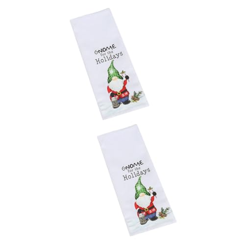 HOMSFOU Geschirrspültuch 2 Stück Weihnachts-Küchenzubehör Bestickte Wichtel-Handtücher Urlaubshandtücher Weihnachts-Toilettenhandtuch Weihnachts-Geschirrtücher Wichtel-Küchenwaschlappen von HOMSFOU
