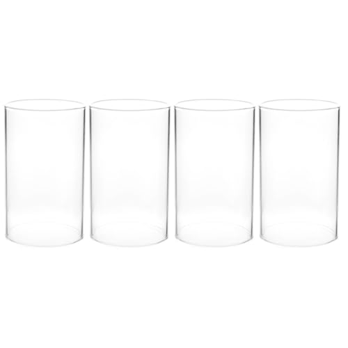 HOMSFOU Glaszylinder Für Kerzen 4 Stücke Teelicht Kerzenhalter Winddichte Cup Kuppel Für Teelicht 8X10cm von HOMSFOU