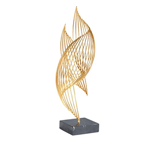 HOMSFOU Gold Geometrische Muschel Abstrakte Statue Design Skulpturen Dekofigur Moderne Dekoobjekte Wohnung Wohnzimmer Tischdeko Schlafzimmer Dekoration Büro Schreibtisch Eingangstür Deko Objekt von HOMSFOU