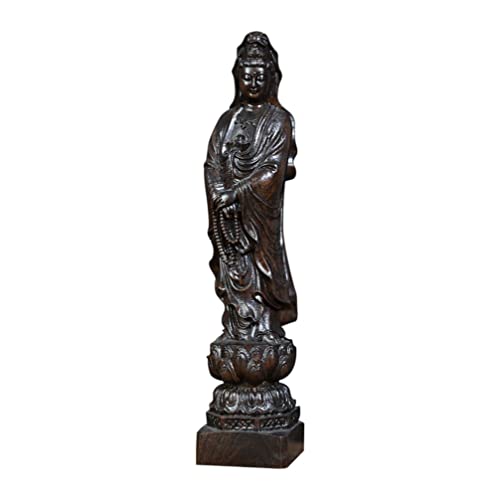 HOMSFOU Guanyin Guan Yin Statue aus Holz, Quan Yin, dekorative Statue, Guan Yin, Skulptur, Göttin, chinesische Glücksbringer, 2 Stück von HOMSFOU