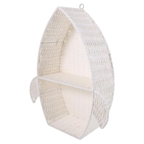 HOMSFOU Gewebtes Wandregal Hängendes Aufbewahrungskorb Badezimmerregal Papier Wandmontierter Aufbewahrungshalter Schwebendes Korbregal für Pflanzen und Dekoration HOMSFOU Gewebtes Wandregal Hängendes Aufbewahrungskorb Badezimmerregal Papier Wandmontierter Aufbewahrungshalter Schwebendes Korbregal für Pflanzen und Dekoration von HOMSFOU