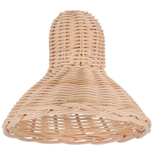 HOMSFOU Handgefertigter Rattan Lampenschirm Handgewebter Boho Lampenschirm für Tischleuchte Pendelleuchte für Bar und Esszimmer Natürliches Korbgeflecht von HOMSFOU