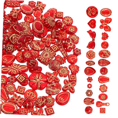 HOMSFOU Handgefertigtes Schmuckzubehör verschiedene AB -Farbperlen Perlen für Halskettenschmuckherstellung Halskettenhalterperlen Perlen zum Selbermachen von Schmuck Plastik rot von HOMSFOU