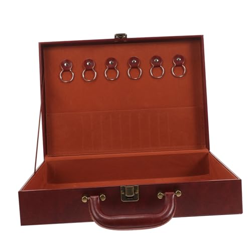 HOMSFOU Handgehaltener Schlüsselbox Organizer aus PU Leder Geräumiger Schlüsselhalter für Haus und Autoschlüssel Design Rotbraun für Schlüsselverwaltung von HOMSFOU