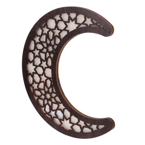 HOMSFOU Hangtag Aus Holz Nachtlicht Im Schlafzimmer Mondwandleuchte Leuchtende Monddekoration Halbmond-Wandleuchte Mondlampe Für Die Wand Halbmondlampe Hölzern Geschnitzte Lampe Muslim 3D von HOMSFOU