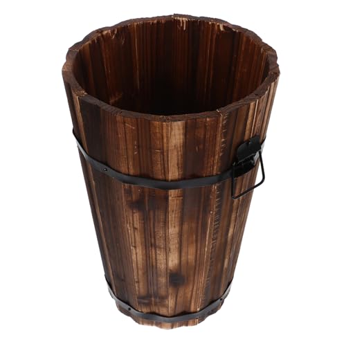 HOMSFOU Holz Mülleimer für Badezimmer Retro Abfalleimer mit Handgriff Vielseitig Einsetzbar als Papierkorb oder Aufbewahrungskorb Design für Rustikale Wohnstile Mittlere von HOMSFOU