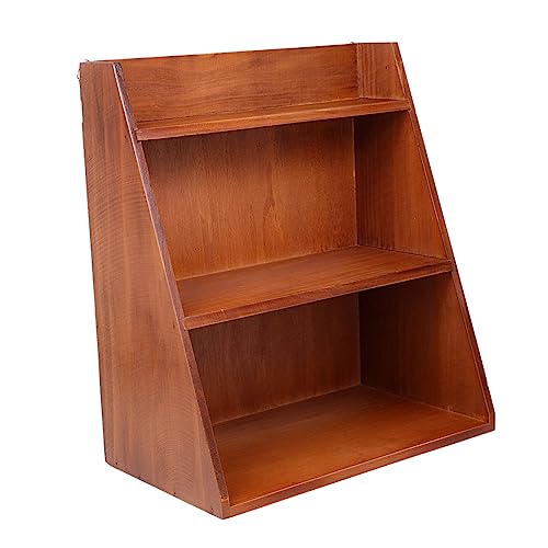 HOMSFOU Holz Organizer Regal Dreischichtig Stabiles Aufbewahrungsregal für Büro Schreibtisch Ordnung Multifunktional Schmal Platzsparend Robust von HOMSFOU