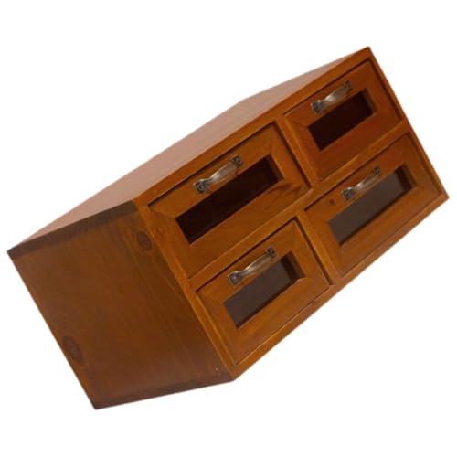 HOMSFOU Holz Schreibtisch Organizer mit Doppellagige Aufbewahrungsbox für Büro und Zuhause Rustikale Holzbox mit Stauraum für Schmuck Kosmetik und Büromaterialien von HOMSFOU
