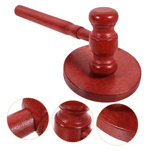 HOMSFOU Holzrichterhammer mit Sockel Roter Grabwoche Hammer Vielseitig für Rollenspiele Gerichtszeremonien und Dekoration Langlebiges Massivholz Einzigartiges Design von HOMSFOU