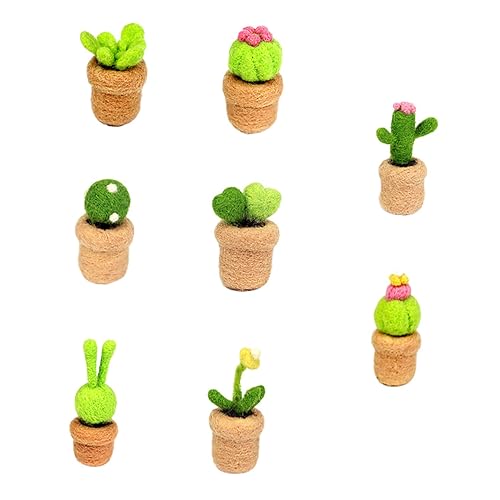 HOMSFOU Kaktus Nadelfilz 8 Stück Selbstgemacht Wollfilz Starter Kit Kleiner Kaktus Ornamente Atmungsaktives Material Handwerkskunst Für Heimdekoration von HOMSFOU