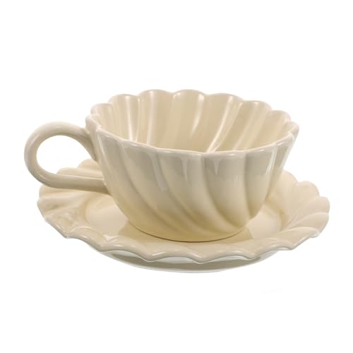 HOMSFOU Keramik Tassen Set mit Spitzenverzierung Europäischer Stil Porzellan Bone China Teilig Geeignet für Cappuccino Latte Espresso Vielseitig für Frühstück Nachmittagstee Büro und HOMSFOU Keramik Tassen Set mit Spitzenverzierung Europäischer Stil Porzellan Bone China Teilig Geeignet für Cappuccino Latte Espresso Vielseitig für Frühstück Nachmittagstee Büro und von HOMSFOU