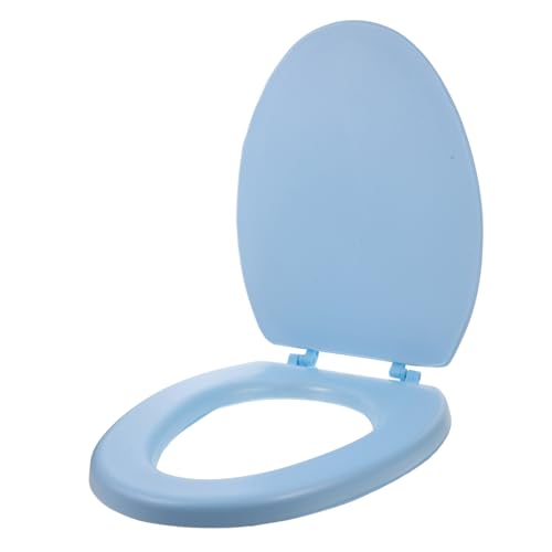HOMSFOU Komfortabler WC-Sitzbezug aus weichem Schaumstoff, länglich, sanft schließend, einfache Reinigung, Blau von HOMSFOU