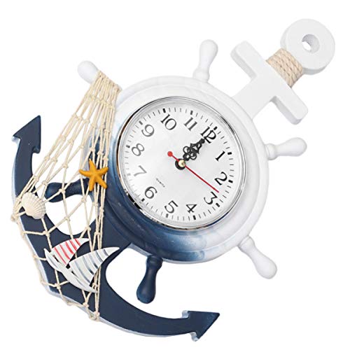 HOMSFOU Küchenuhr Wanduhr Kinder Oder Sommer Badezimmer Ornament Kinderzimmer Stilles Home Office Marine Lenkung Zoll Vintage Hängend Flip Clock Living Net Ruder Room/Dekoration Wanduhr Kinder von HOMSFOU