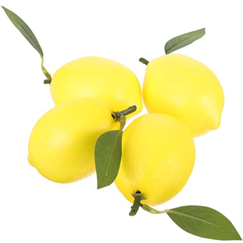 HOMSFOU 4 Stück Zitrone Garnieren Puppenhaus-Obst Lebensmittelverzierungen Fruchtmodell Kunstobst Aus Der Küche Lebendiges Zitronenmodell Mini-Fake-Zitrone Schaum Künstlich Gelbe Zitrone von HOMSFOU