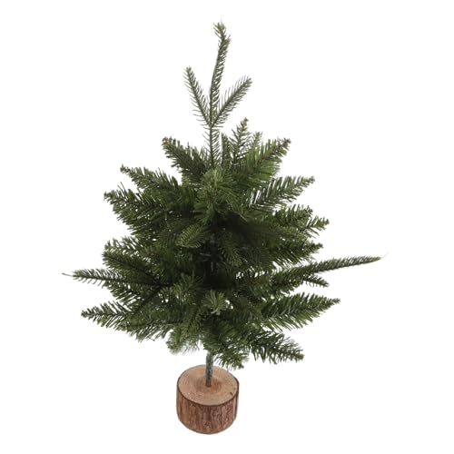 HOMSFOU Künstlicher Kiefernbaum Mit Holzsockel Als Tischdeko Für Feiertage Und Partys Leicht Zerlegbar Für Aufbewahrung von HOMSFOU