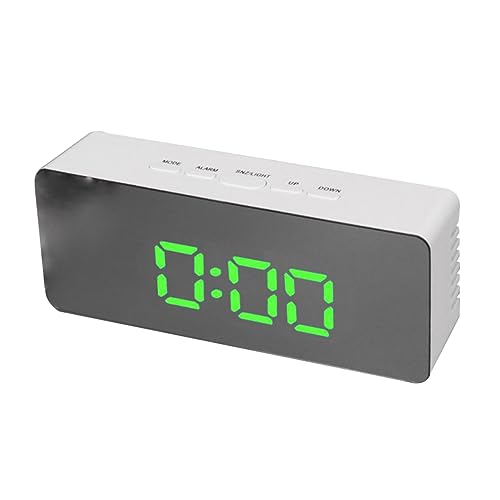 HOMSFOU LED Spiegel Wecker Mit Funkuhr Multifunktionale Digitale Alarmuhr Im Modernen Design USB Variabler Helligkeit Ohne Batterie Ideal Für Schlafzimmer Und Büro von HOMSFOU