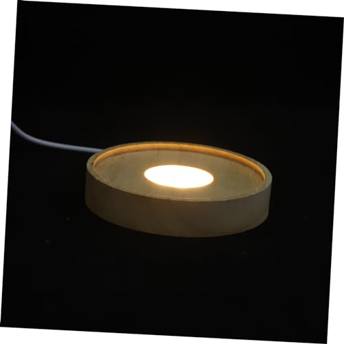 HOMSFOU Led-leuchtsockel Holz Führte Holz Licht Display Basis Kristallkugel-lichthalter Led- Glaskunstlichtsockel Schreibtischaufsatz Glasregal Weiß Hölzern Nachtlicht 3d Kristallglas von HOMSFOU