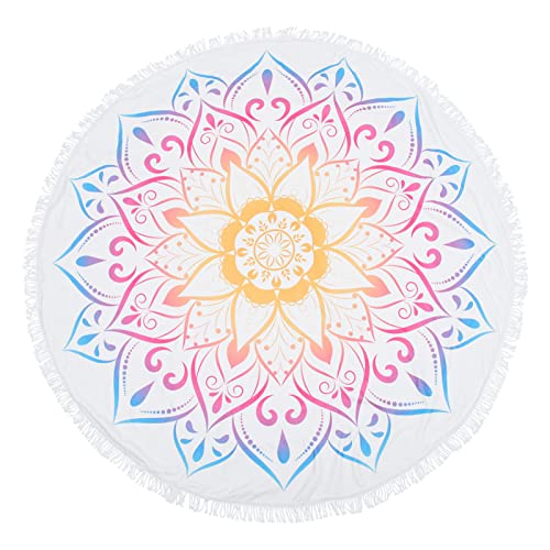 HOMSFOU Mandala, runder Wandteppich, Stranddecke, Lotusblüte, indisches Boho-Strandtuch, Picknick-Tischdecke, Baumwolle, Meditationsteppich, Kreis, Yogamatte, 150 cm von HOMSFOU