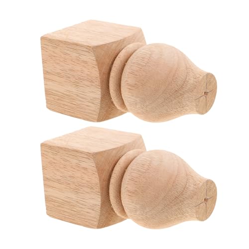 HOMSFOU Möbelbeine aus unlackiertem Holz für Sofas, stilvolle Duttfüße für Tische und Ottomane, für Hausumgestaltung und Personalisierung, stabile Unterstützung für verbesserte Verbesserung, 2 Stück von HOMSFOU