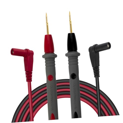 HOMSFOU Multimeter Prüfspitzen Silikonleitung mit Vergoldeter Nadelspitze und Klemme Dünnes Flexibles Messkabel für Digitale Multimeter und Präzise Elektronische Messungen von HOMSFOU