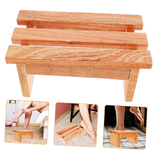 HOMSFOU Multipurpose Holz Fußhocker für Bad und Sauna Stabiles Langlebiges Sitzmöbel zur Fußpflege und Entspannung Rutschfestes Beinstütz Design für Senioren und Zuhause Natürlicher Holz von HOMSFOU