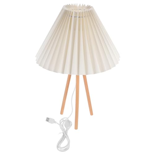HOMSFOU Nordische Tischlampe Retro Stil mit Plissee Lampenschirm Warmlicht Dimmbar Kleine Nachttischlampe für Schlafzimmer Wohnzimmer Desktop Beleuchtung von HOMSFOU