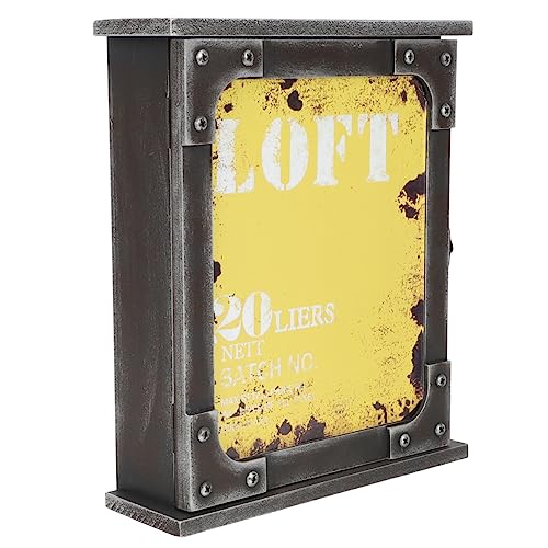HOMSFOU Organizer Aufbewahrung Schlüssel Dekorativer Halter Abschließbarer Code Innen Vintage Retro Wandbehang Rack Wanddekor Gelb Schmiedeeisen von HOMSFOU