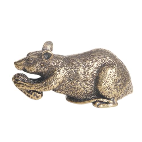 HOMSFOU -Ornament Aus Messing Chinesisches Geschenk Feng-Shui-Ratte Verstecken Sie Einen Schlüssel Im Freien Goldene Figur Feng-Shui-Tier Reichtum Wohlstand Figur Kupfer Anzahl von HOMSFOU