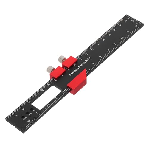 HOMSFOU Präzise T-förmige Holzarbeits-schreinerlineal Langlebiger Metall-winkelmaßstab Multifunktionaler Scribing Ruler mit Klarem Maßstab für Exakte Messungen und Markierungen Rot von HOMSFOU