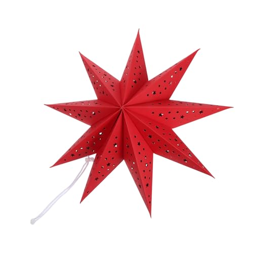 HOMSFOU Punkt Origami Papier Stern Lampenschirm Hohle Hängelaterne mit LED Lichterkette Roter Weihnachtsstern für Festliche Dekoration zu Weihnachten Hochzeit Geburtstag von HOMSFOU