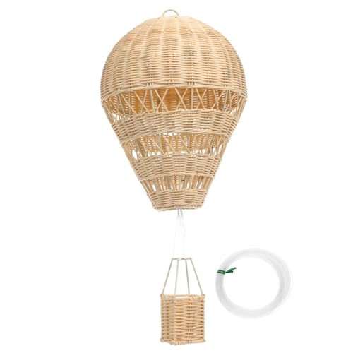 HOMSFOU Rattan-Heißluftballon Fallschirmballon Rattan-Luftballons Hochzeits-Partyzubehör Kinderzimmer-Dekoration Heimdekoration Großer Korb Hängende Verzierung Aus Weidengeflecht von HOMSFOU