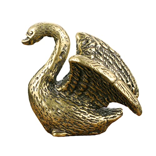 HOMSFOU Retro Messing Schwan Figur: Dekoration Schwan Statue Tier Skulpturen Teetablett Figur Geschenk für Home Office Tischdekoration Ornament Golden von HOMSFOU