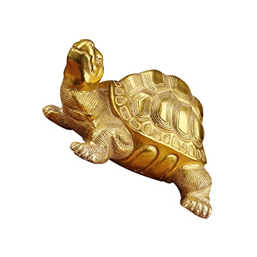 HOMSFOU Schildkrötenverzierung Aus Kupfer Schildkröte Schildkröte Figur Feng-Shui-Statue Tütenfüller Wohntischdekoration Skulptur Mandir Für Zu Hause Gold Jahrgang Zen Garten Messing Büro von HOMSFOU