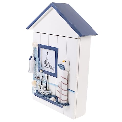 HOMSFOU Schlüsselspeicherbox aus Hochwertigem Kiefernholz Dekorativer Schlüsselhalter im Mediterranen Stil für Wandmontage Stilvolles Accessoire zur Aufbewahrung von Schlüsseln und von HOMSFOU
