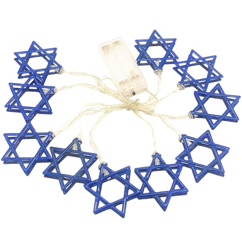 HOMSFOU Schnur Feiertagsdekorationen Chanukka-festdekoration Chanukka-davidstern Leuchtet Chanukka Leuchtet Blau Davidstern-lichterkette Jüdisches Jüdische Lichter Led Plastik von HOMSFOU