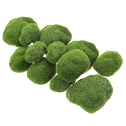 HOMSFOU Simulation Moos Steine Unregelmäßige Grüne Dekorative Kunstmoos Steine für DIY Miniaturgärten Terrarien und Landschaftsbau Künstliches Moos Basteln und Fake Pflanzen Dekoration von HOMSFOU